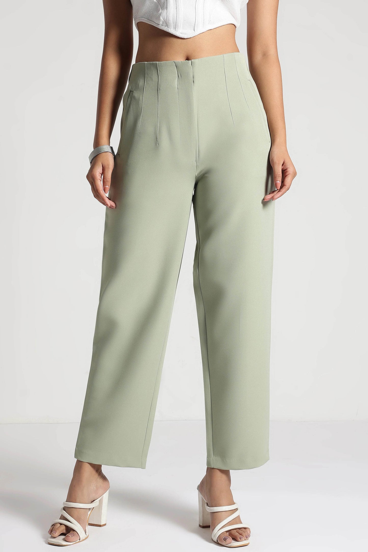 Sage Green StretchFit Cropped Pants - Fabravaa