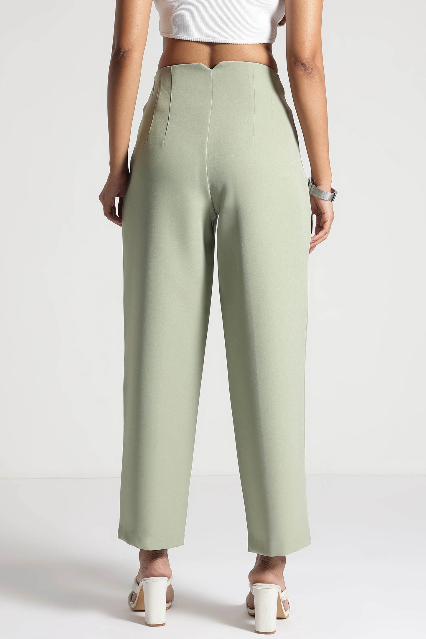 Sage Green StretchFit Cropped Pants - Fabravaa