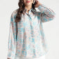 Blue and Beige Floral Printed Viscose Shirt - Fabravaa