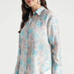 Blue and Beige Floral Printed Viscose Shirt - Fabravaa