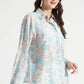 Blue and Beige Floral Printed Viscose Shirt - Fabravaa