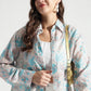 Blue and Beige Floral Printed Viscose Shirt - Fabravaa