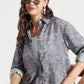 Navy Blue Paisley Printed Viscose Shirt - Fabravaa