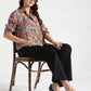 Rust Floral and Ikat Fusion Printed Viscose Shirt - Fabravaa
