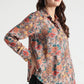 Rust Floral and Ikat Fusion Printed Viscose Shirt - Fabravaa