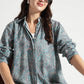 Dusty Teal Paisley Printed Viscose Shirt - Fabravaa