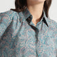 Dusty Teal Paisley Printed Viscose Shirt - Fabravaa