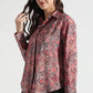 Rust Red Tropical Leaf Printed Viscose Shirt - Fabravaa
