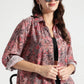 Rust Red Tropical Leaf Printed Viscose Shirt - Fabravaa