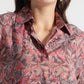 Rust Red Tropical Leaf Printed Viscose Shirt - Fabravaa