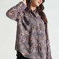 Brown Floral Patterned Relaxed Fit Shirt - Fabravaa