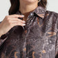 Brown Floral Patterned Relaxed Fit Shirt - Fabravaa