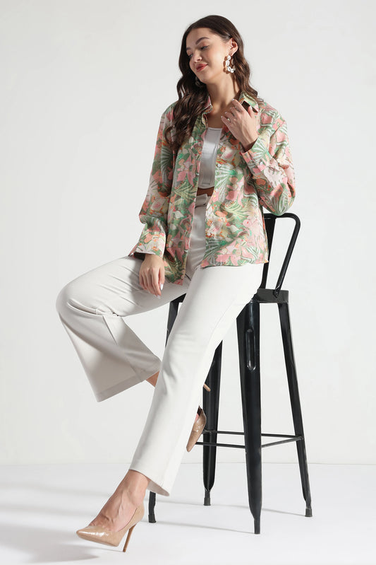 Multicolor Floral Print Viscose Shirt - Fabravaa