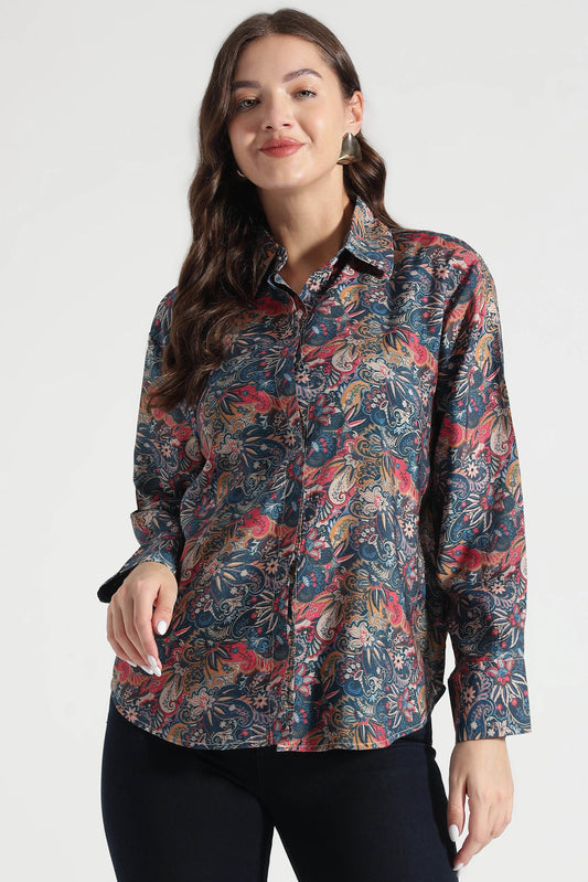 Multicolor Paisley Print Viscose Shirt - Fabravaa