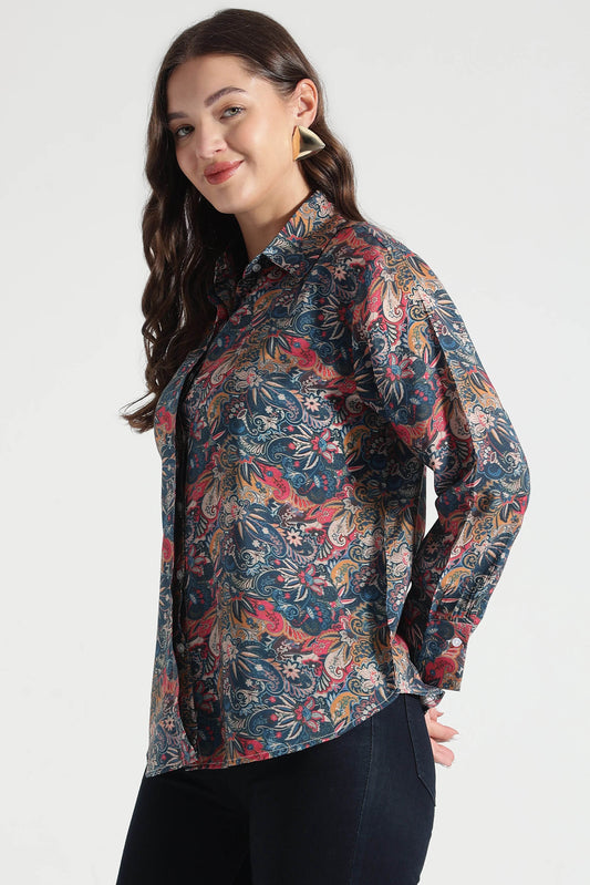 Multicolor Paisley Print Viscose Shirt - Fabravaa