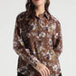 Brown Floral Print Button-Down Shirt - Fabravaa