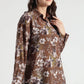 Brown Floral Print Button-Down Shirt - Fabravaa