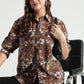 Brown Floral Print Button-Down Shirt - Fabravaa