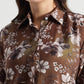 Brown Floral Print Button-Down Shirt - Fabravaa
