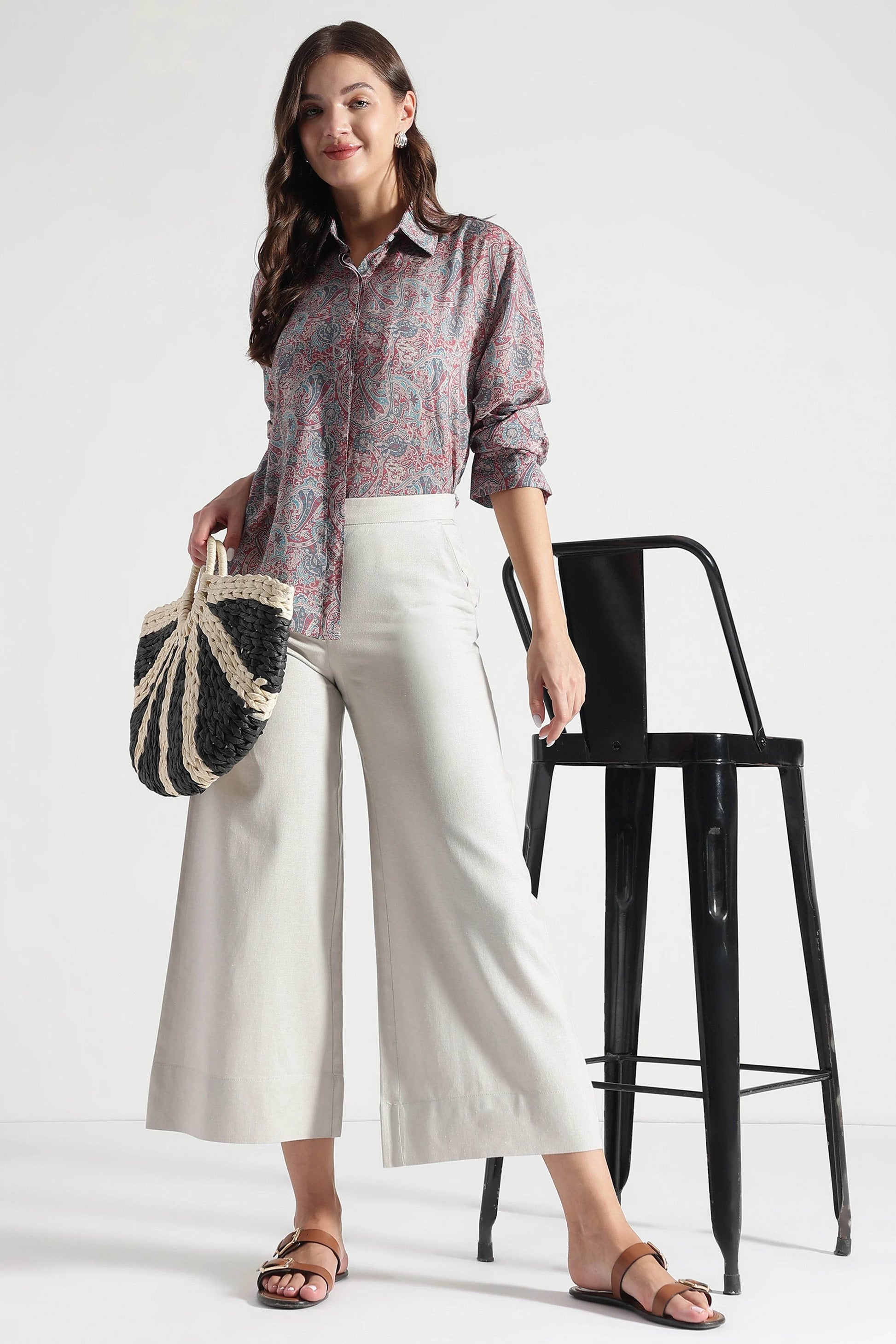 Red and Blue Paisley Viscose Printed Shirt - Fabravaa