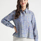 Midnight Blue Botanical Printed Viscose Shirt - Fabravaa