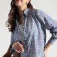 Midnight Blue Botanical Printed Viscose Shirt - Fabravaa
