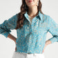 Turquoise Garden Botanical Printed Viscose Shirt - Fabravaa