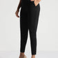 Black Tencel Comfort-Fit Pants with Elastic Waist - Fabravaa