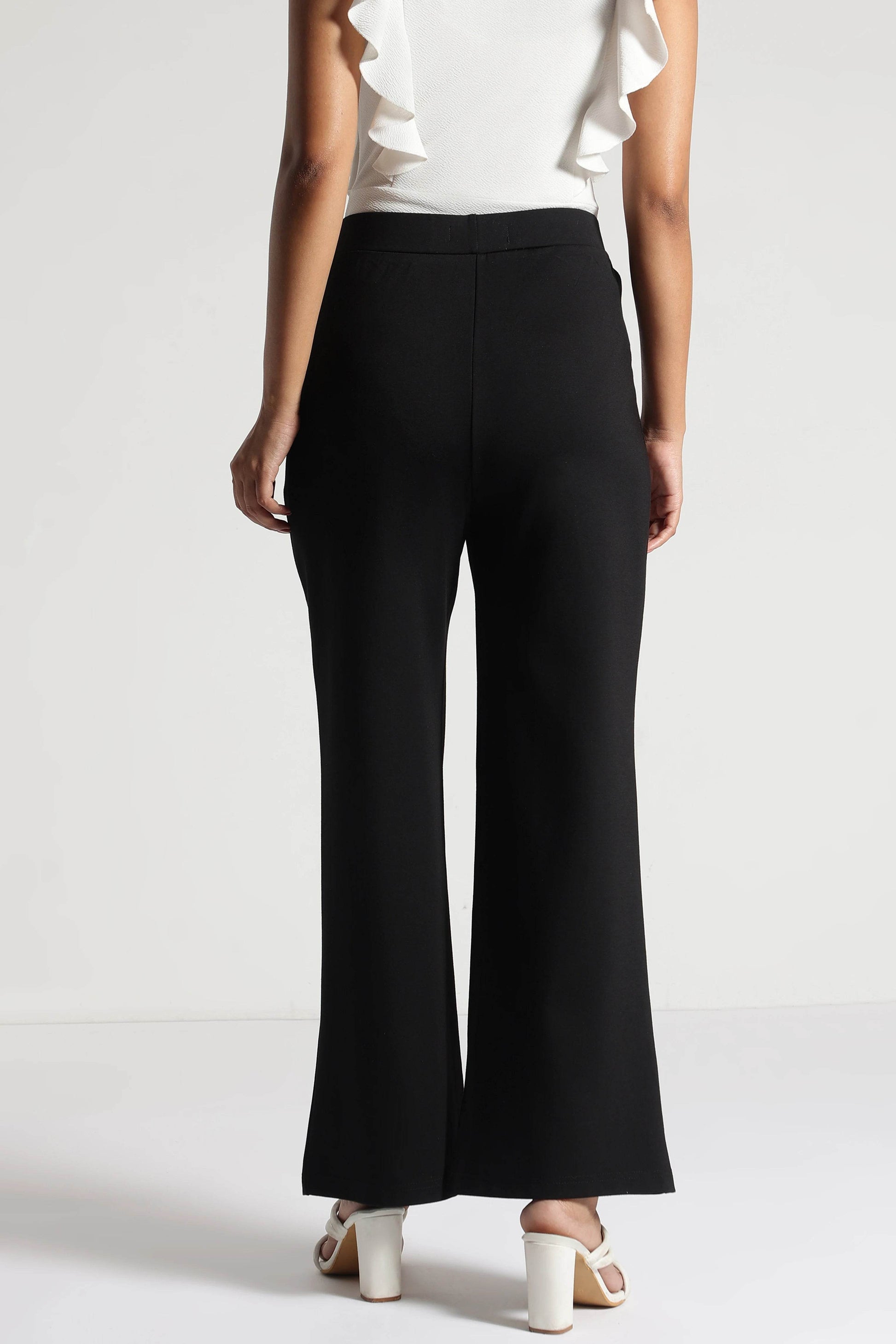 Black Tencel Wide-Leg Comfort Pants - Fabravaa