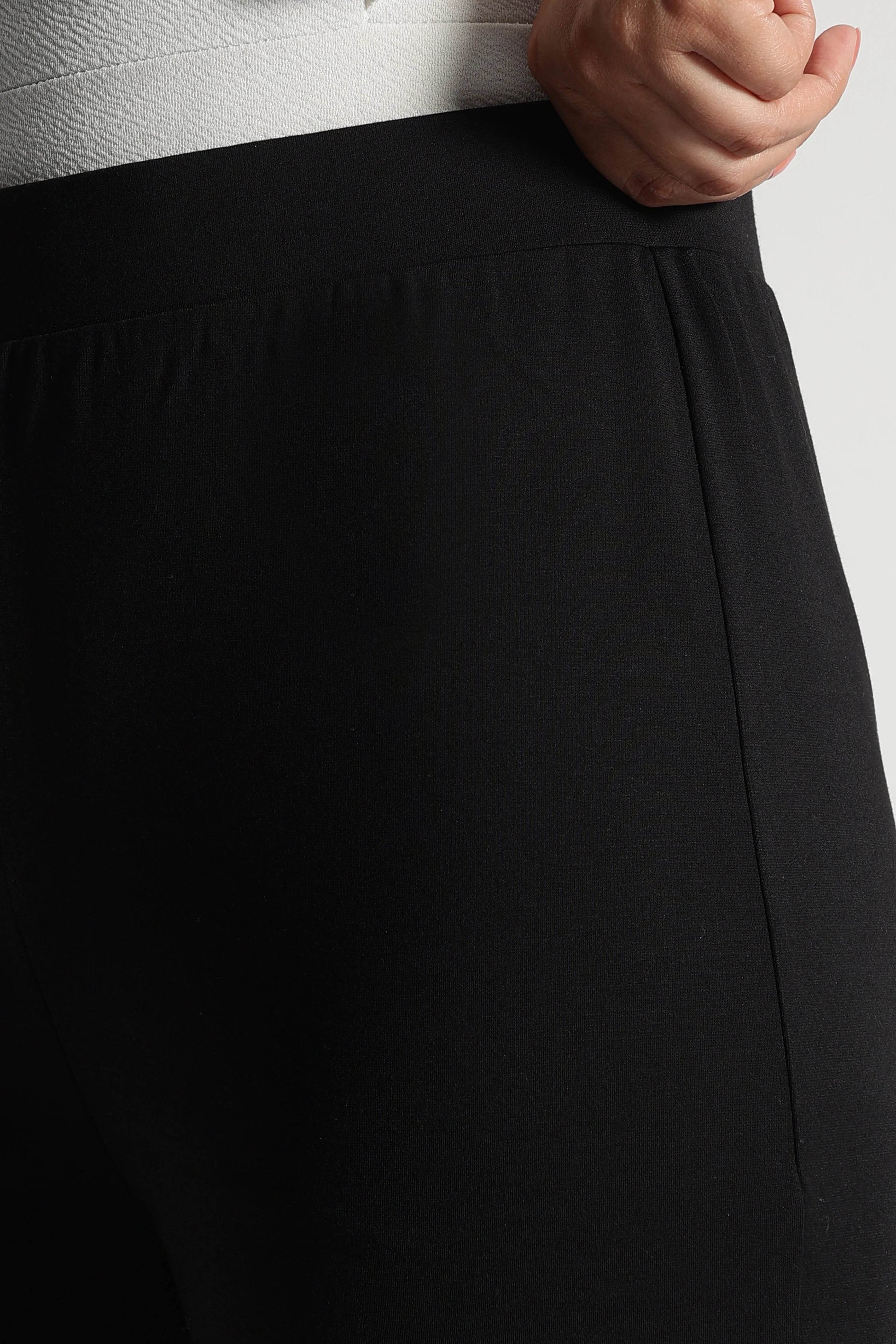 Black Tencel Wide-Leg Comfort Pants - Fabravaa