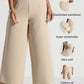 Beige Cropped Wide-Leg Comfort Pants - Fabravaa