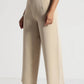 Beige Cropped Wide-Leg Comfort Pants - Fabravaa