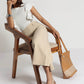 Beige Cropped Wide-Leg Comfort Pants - Fabravaa