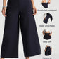Navy Cropped Wide-Leg Comfort Pants - Fabravaa