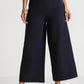 Navy Cropped Wide-Leg Comfort Pants - Fabravaa