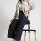 Navy Cropped Wide-Leg Comfort Pants - Fabravaa