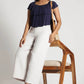 Off-White Cropped Wide-Leg Comfort Pants - Fabravaa