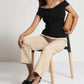Beige StretchFit High-Rise Cropped Pants - Fabravaa
