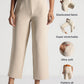 Sand Beige Cropped Trousers with Sculpt Fit - Fabravaa