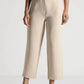 Sand Beige Cropped Trousers with Sculpt Fit - Fabravaa