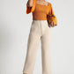 Sand Beige Cropped Trousers with Sculpt Fit - Fabravaa