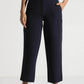 Navy Blue High-Rise Cropped Pants - Fabravaa