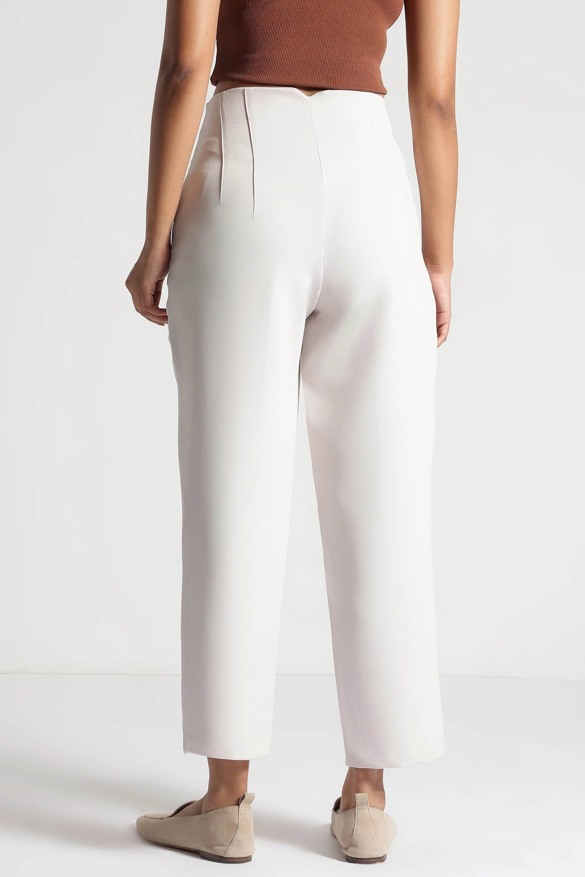 Off-White Ultra Stretch Cropped Trousers - Fabravaa
