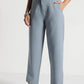 Slate Blue High-Rise Cropped Pants - Fabravaa